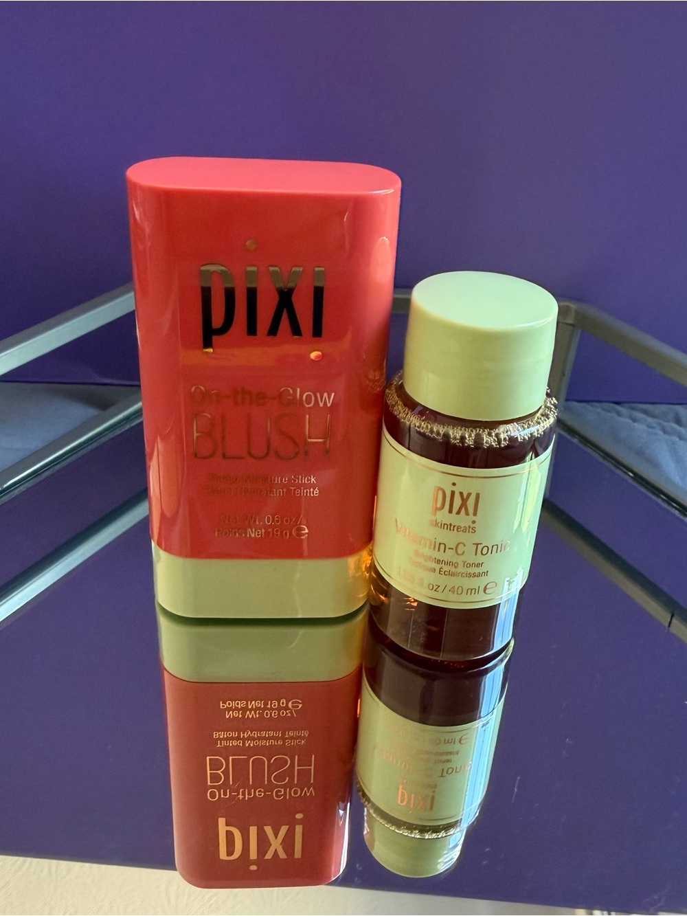 Pixi Coral Pink On-the-Glow Blush Stick with Vitamin-C Tonic Duo